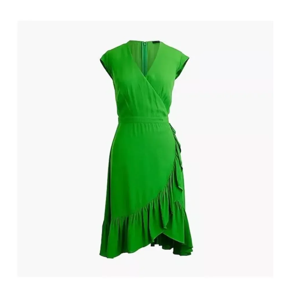 J Crew Faux Wrap Ruffle Dress Size 00